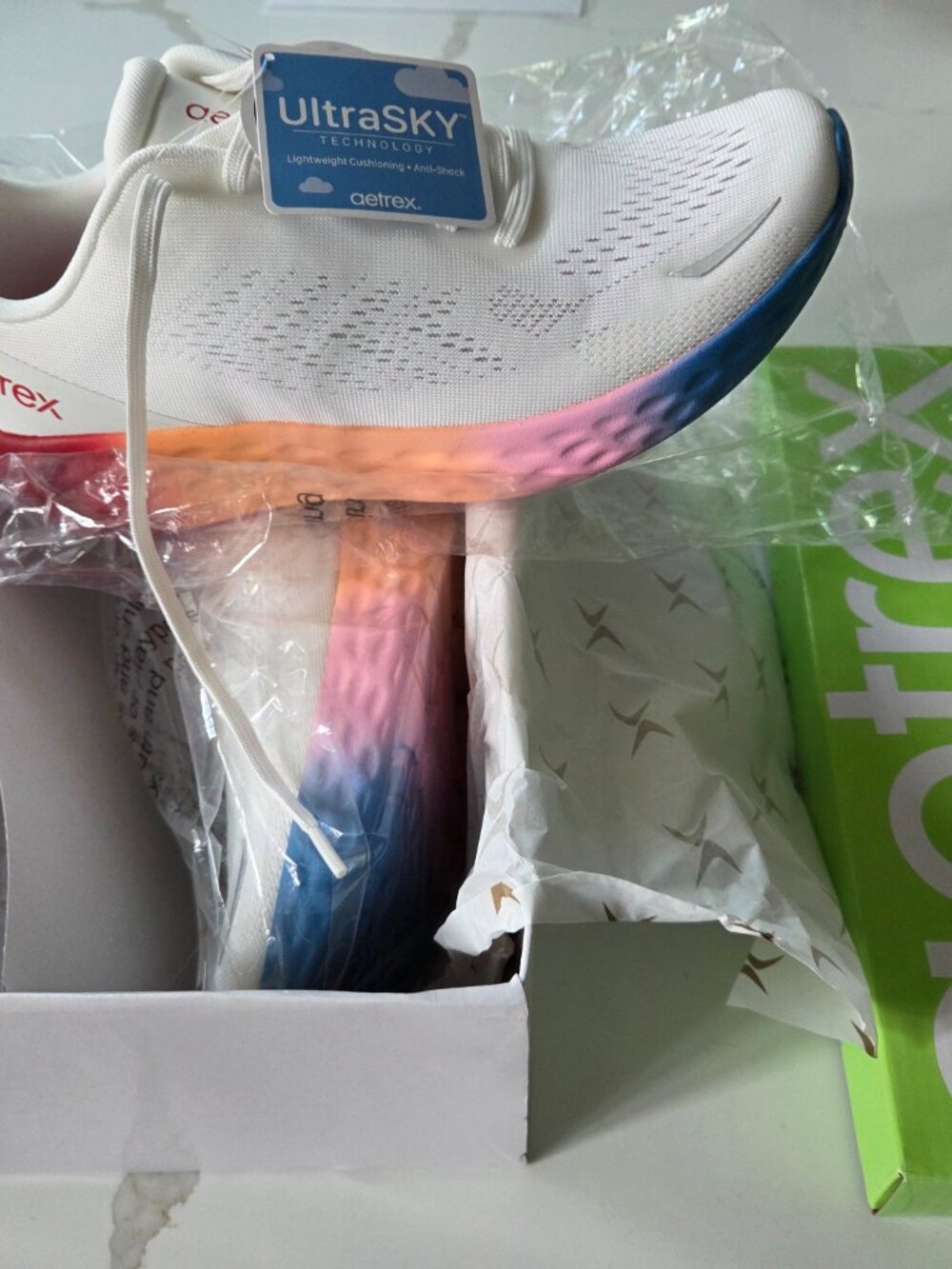 NIB Aetrex Danika Arch Support Sneaker size 10 White Ombre - Picture 4 of 5